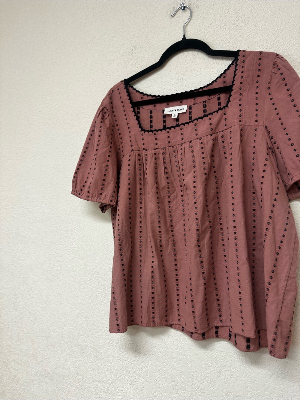 Lucky Brand NWT Women's Dusty Rose Square Neck Eyelet Top size XL - Picture 3 of 5